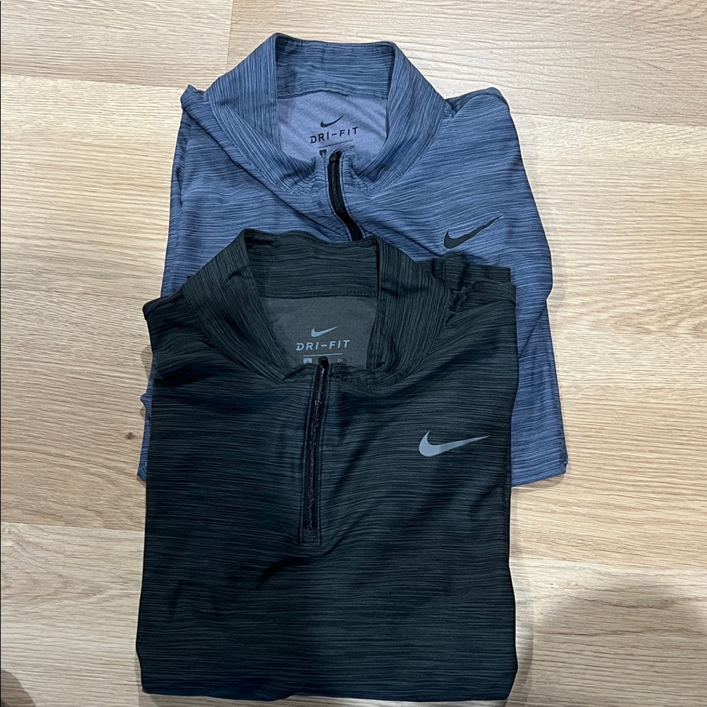 Nike Dri-FIT Black and Gray Quarter-Zip Tops